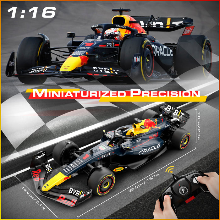 Red Bull F1 RB19 1/16 Scale DIY Building Kit Licensed with Remote Control and Customization Stickers by Rastar, 55pcs