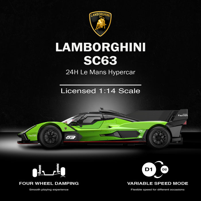 Lamborghini SC63 LMDH RC Car 1/14 Scale Licensed Remote Control Toy Car by Rastar